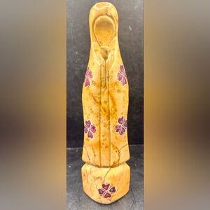 Exquisite VTG Carved Onyx Mother Virgin Mary Our Lady of Grace Floral Robes